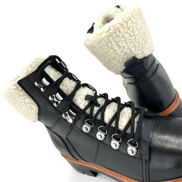 Marc Fisher Isabel Women Lug Sole Bootie Size 9.5M Black Leather Ankle Boot New - Picture 16 of 16